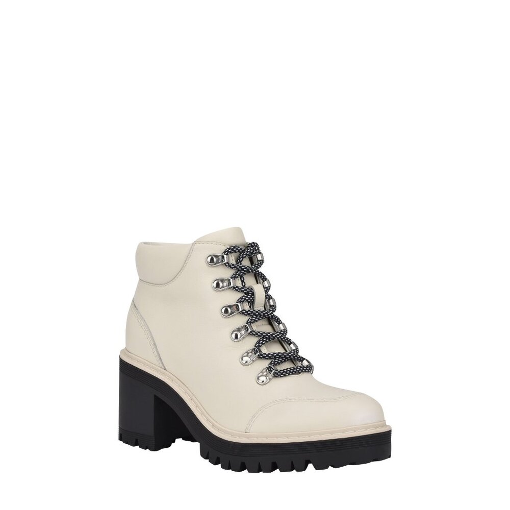 Women's Marc Fisher Ltd Waldo Lace-up Platform Bootie, Size 7.5 M White Lug Sole - Picture 9 of 10